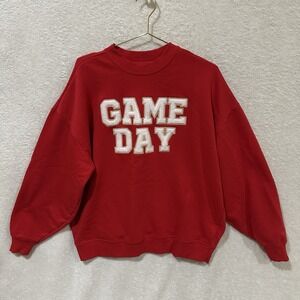 Game Day Embroidered Red W/Gold Sweatshirt Womens S/M Chiefs 49ers Sports